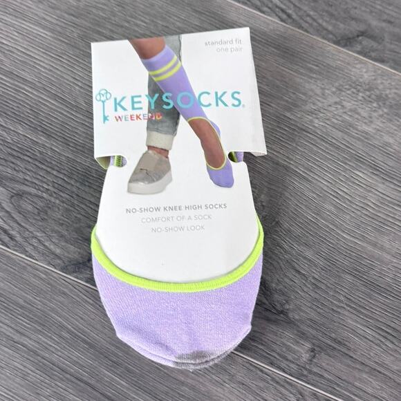 KEYSOCKS No Show Knee-high Socks NWT 1 Pair Standard Fit Purple - Picture 1 of 5